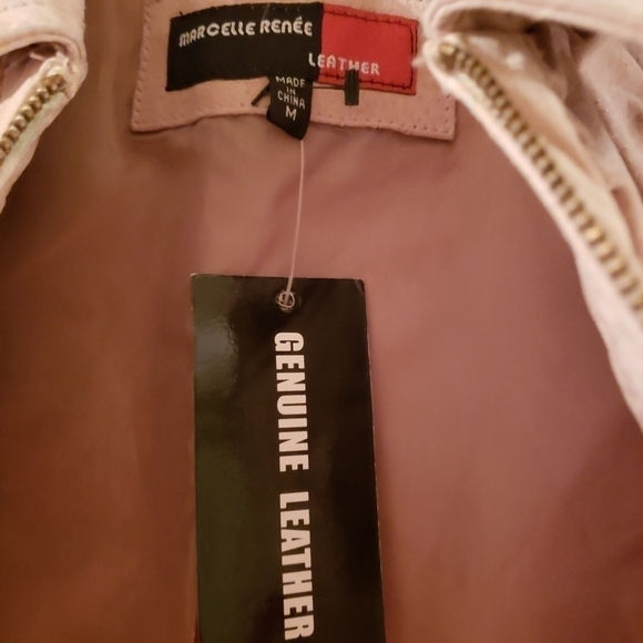 Genuine Brown  leather Moto Biker Jacket Vintage Marcelle Renee NWT Size M - Picture 2 of 6